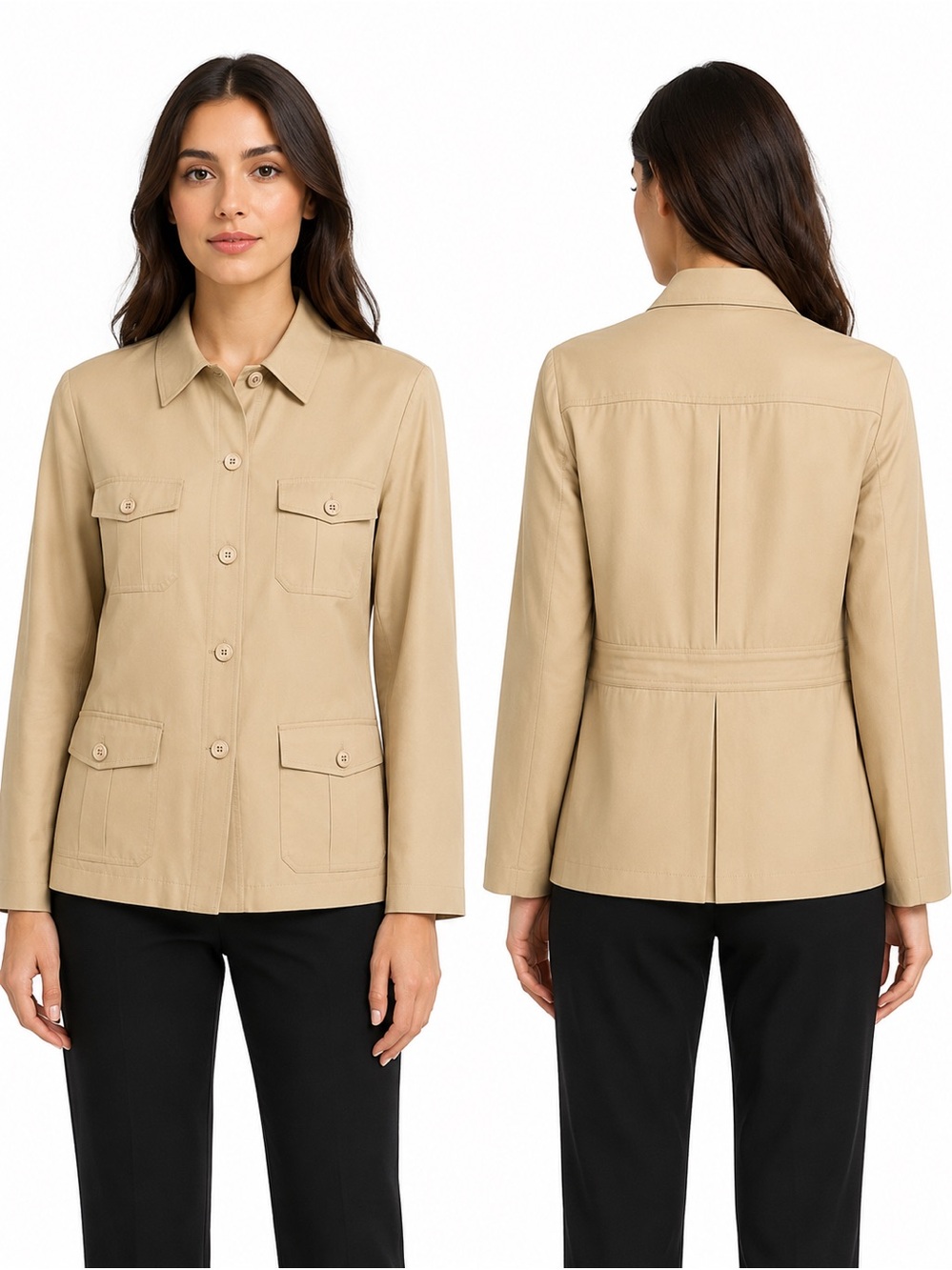 Harris Wallace Women's Silk Utility Cargo Jacket Lightweight Size 8